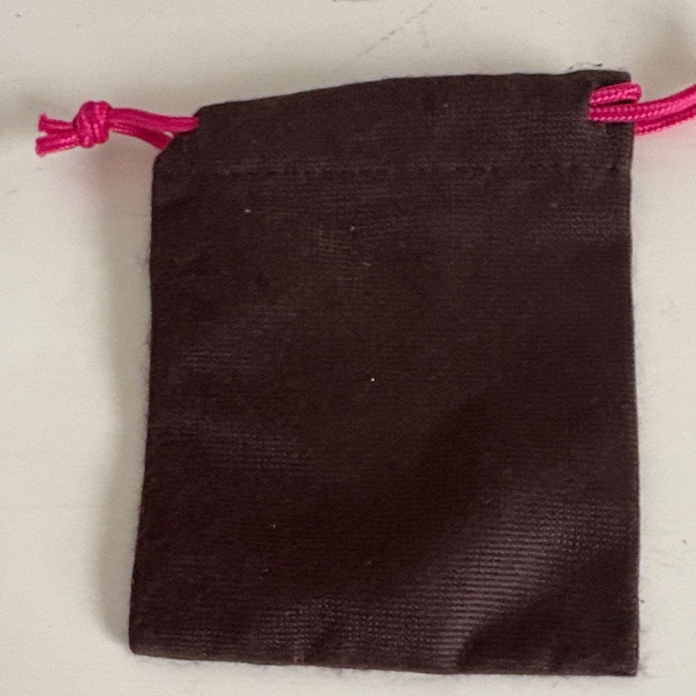 Kate Spade Dusty Pouch in Brown with Pink Drawstrings - Picture 3 of 3